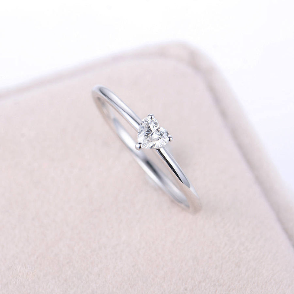 Classic Heart Shaped Zircon Ring for Women